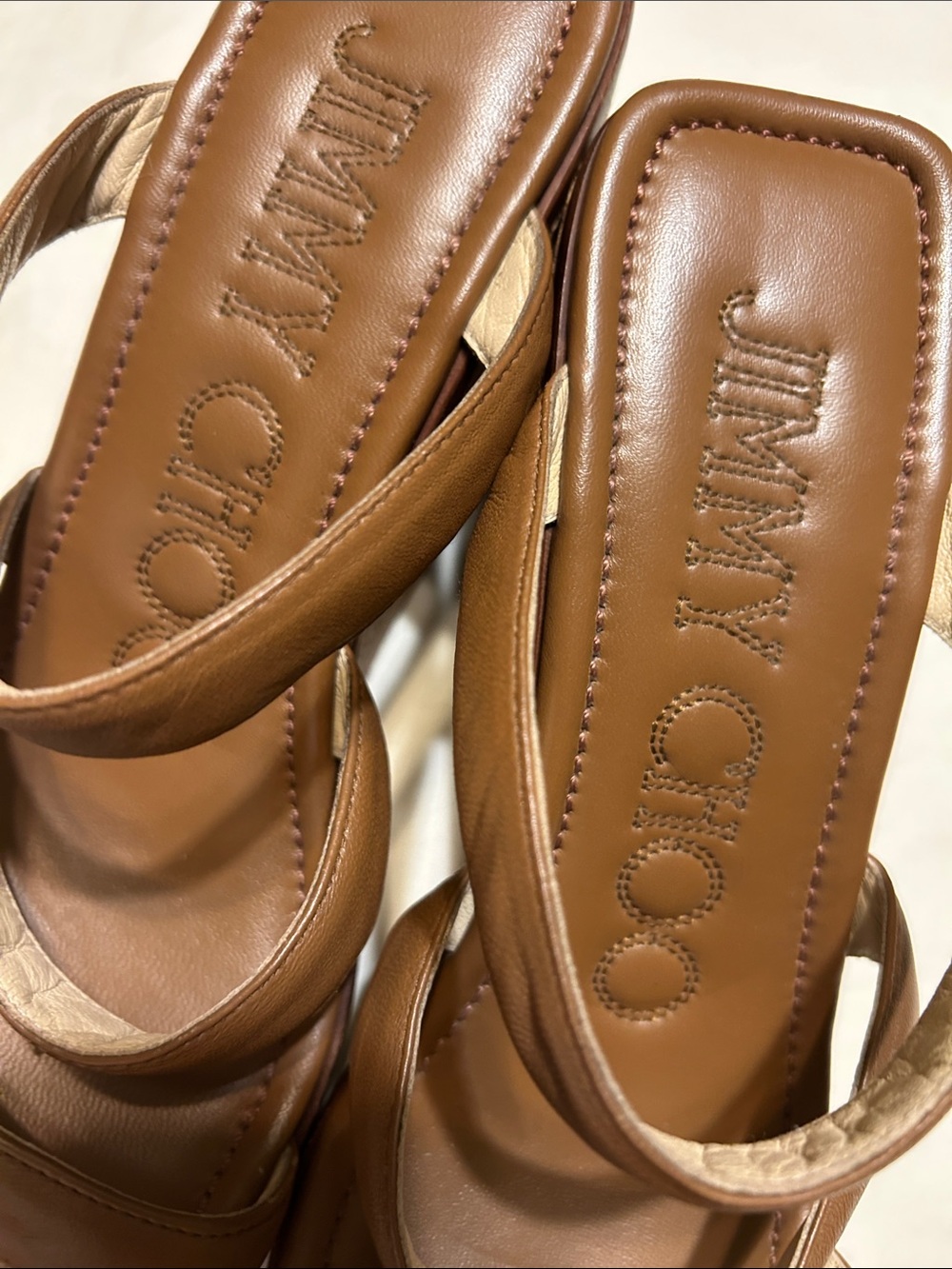 Jimmy Choo Tan Brown Leather Strappy Heeled Sandals - Picture 13 of 14